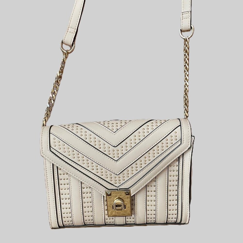 ALDO Studded Chevron Crossbody Bag in Light Pink Nude